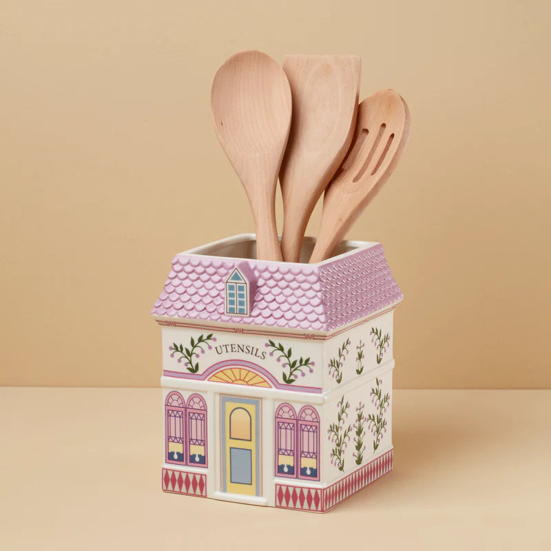 Lenox Spice Village Utensil Crock with Wood Utensils | Lenox