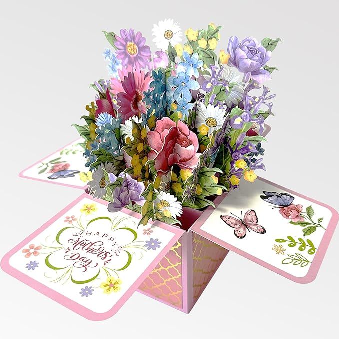 Flower Pop Up Mothers Day Card, 3D Pop Up Happy Mothers Day Card, Mothers Day Gift for Her, Wife,... | Amazon (US)