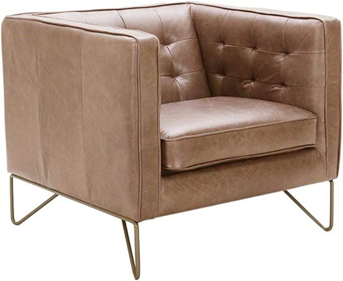 Amazon Brand – Rivet Brooke Contemporary Mid-Century Modern Tufted Leather Living Room Chair, 3... | Amazon (US)