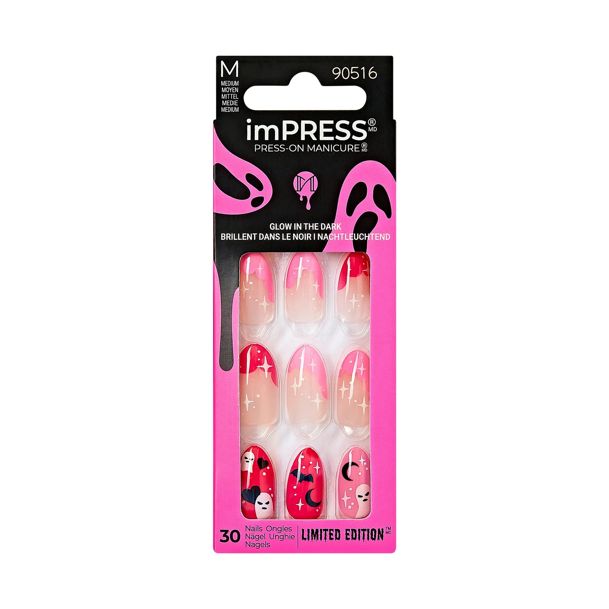 KISS imPRESS Press-On Manicure Halloween, Neutral, Medium Length, Almond Shape, ' Spooky Vibes', ... | Walmart (US)