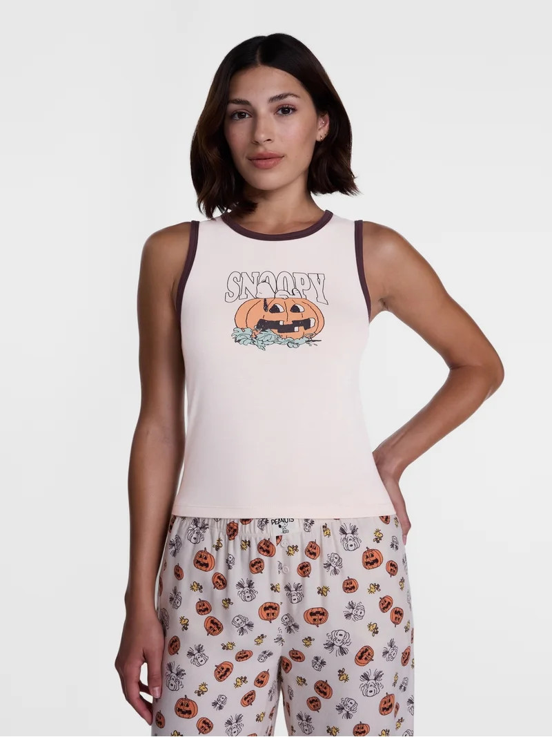 Peanuts Women's and Women's Plus Size Snoopy Pumpkin Sleep Tank Top, Sizes XS-2X | Walmart (US)