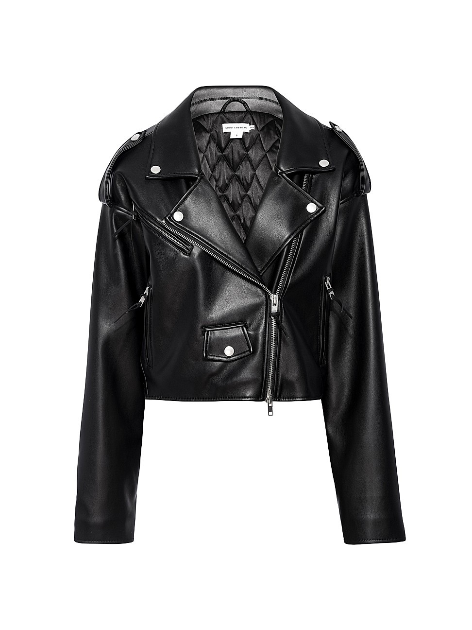 Women's Faux-Leather Cropped Moto Jacket - Black - Size Large | Saks Fifth Avenue