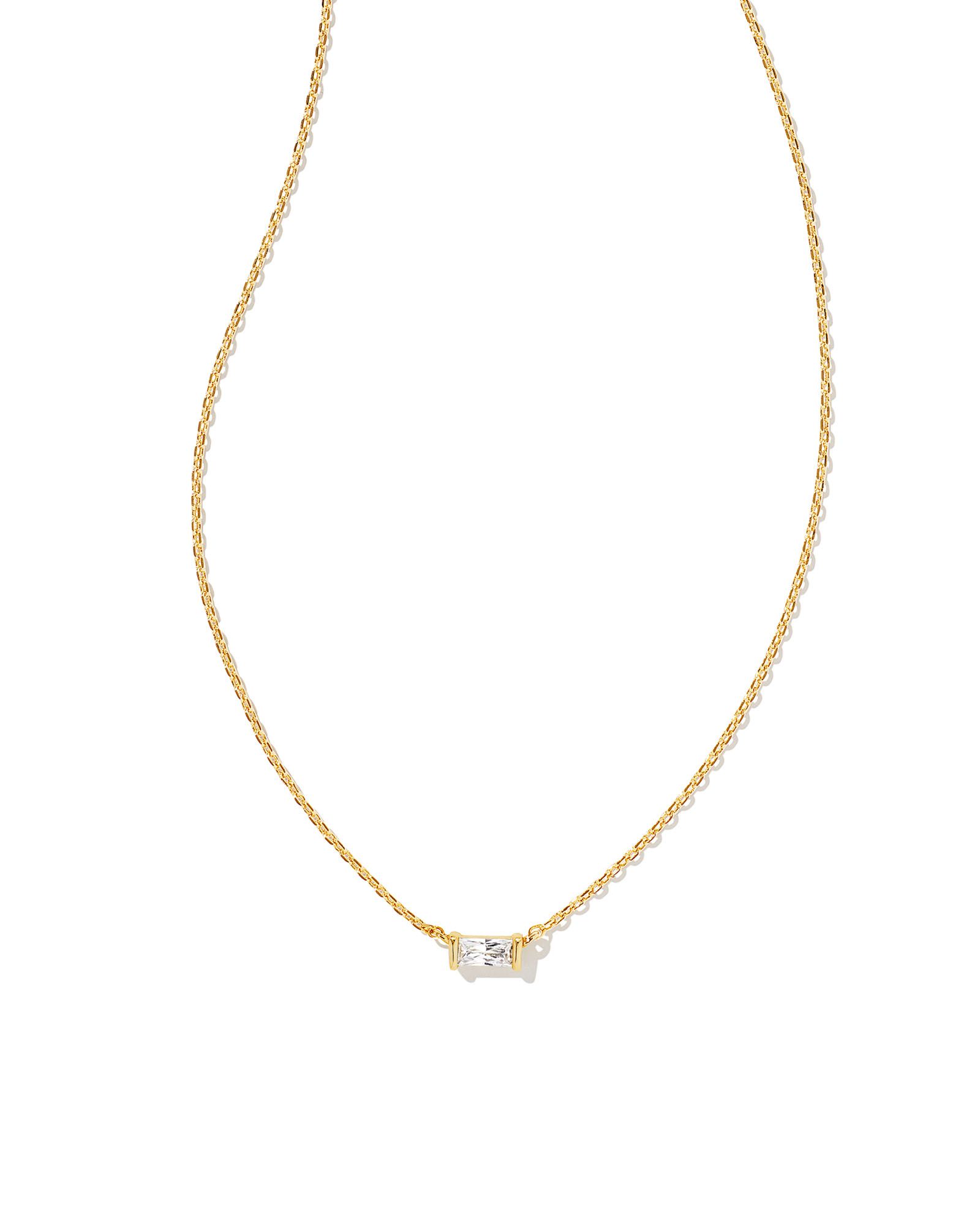 Juliette Gold Pendant Necklace in White Crystal | Kendra Scott