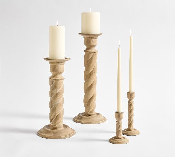 Altair Wood Candle Holder | Pottery Barn (US)