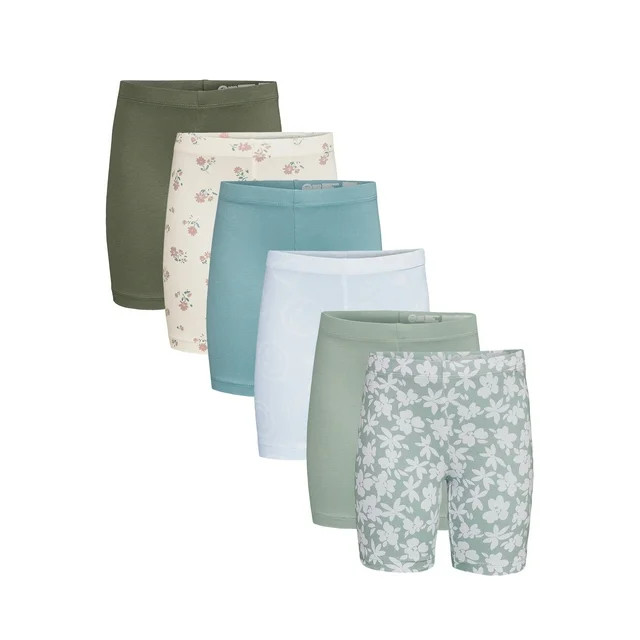 Wonder Nation Girls Bike Shorts, 6-Pack, Sizes 4-18 & Plus | Walmart (US)