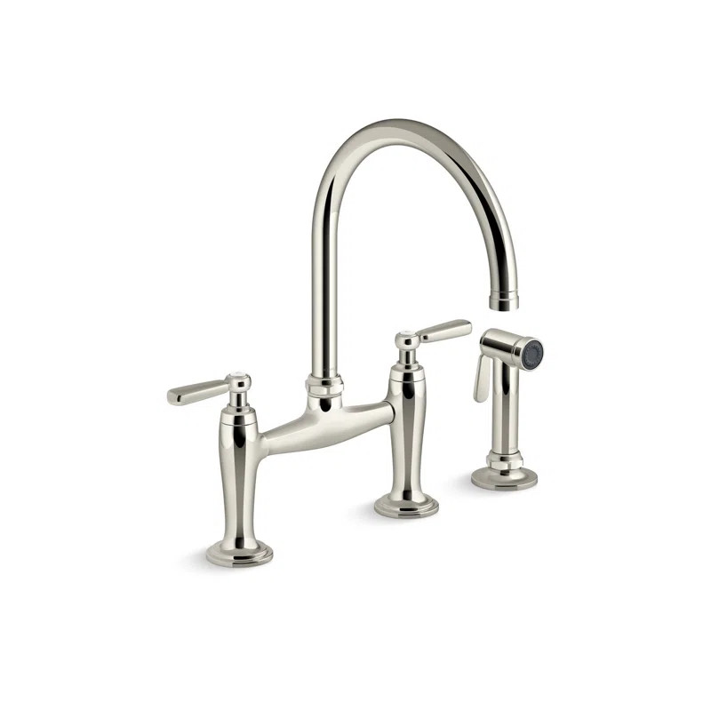 Edalyn by Studio McGee Two-Hole Bridge Kitchen Sink Faucet with Side Sprayer | Wayfair North America