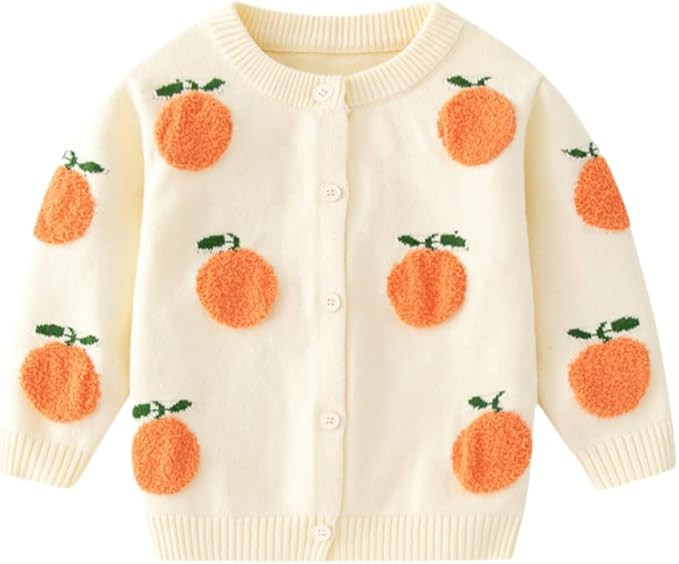 Baby Girls Knit Sweater Cardigan Coat, Long Sleeved Round Neck Button Closure Tops for Toddler | Amazon (US)