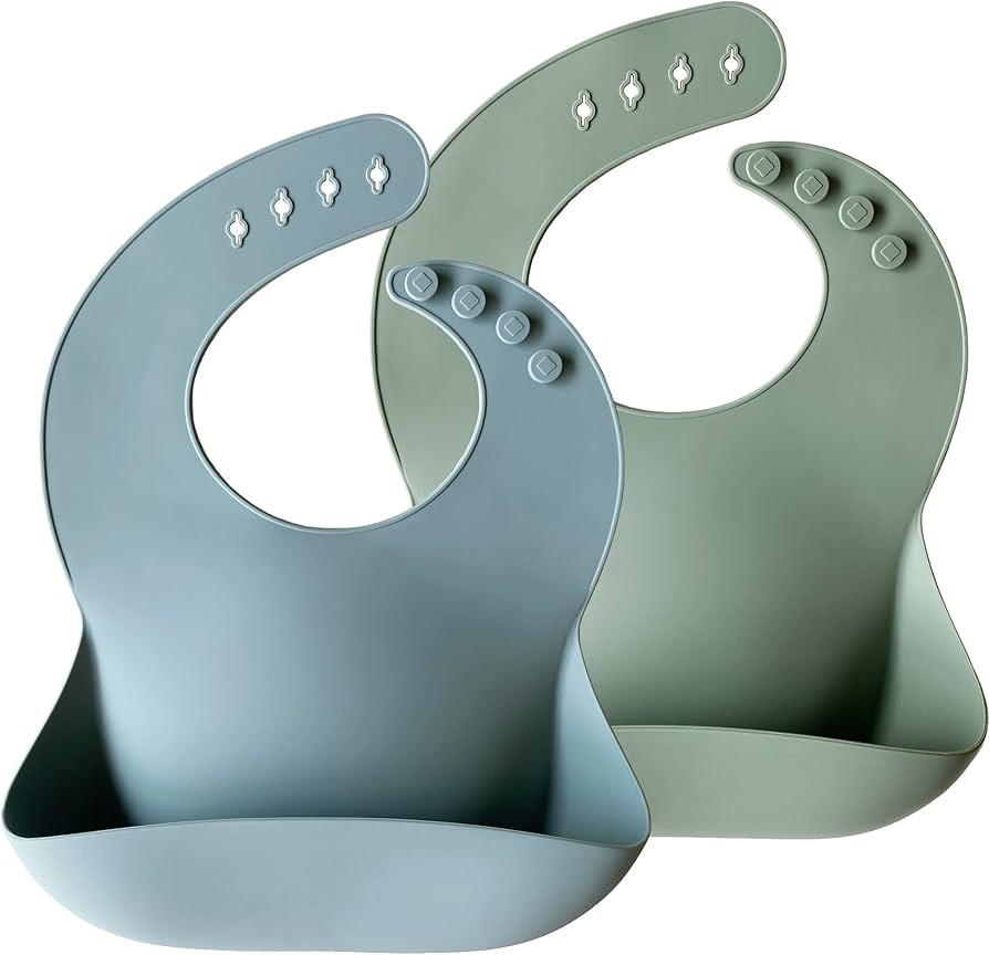 Moonkie Silicone Baby Bibs Set Of 2, BPA Free Soft Adjustable Fit Waterproof Feeding Bibs for Bab... | Amazon (US)