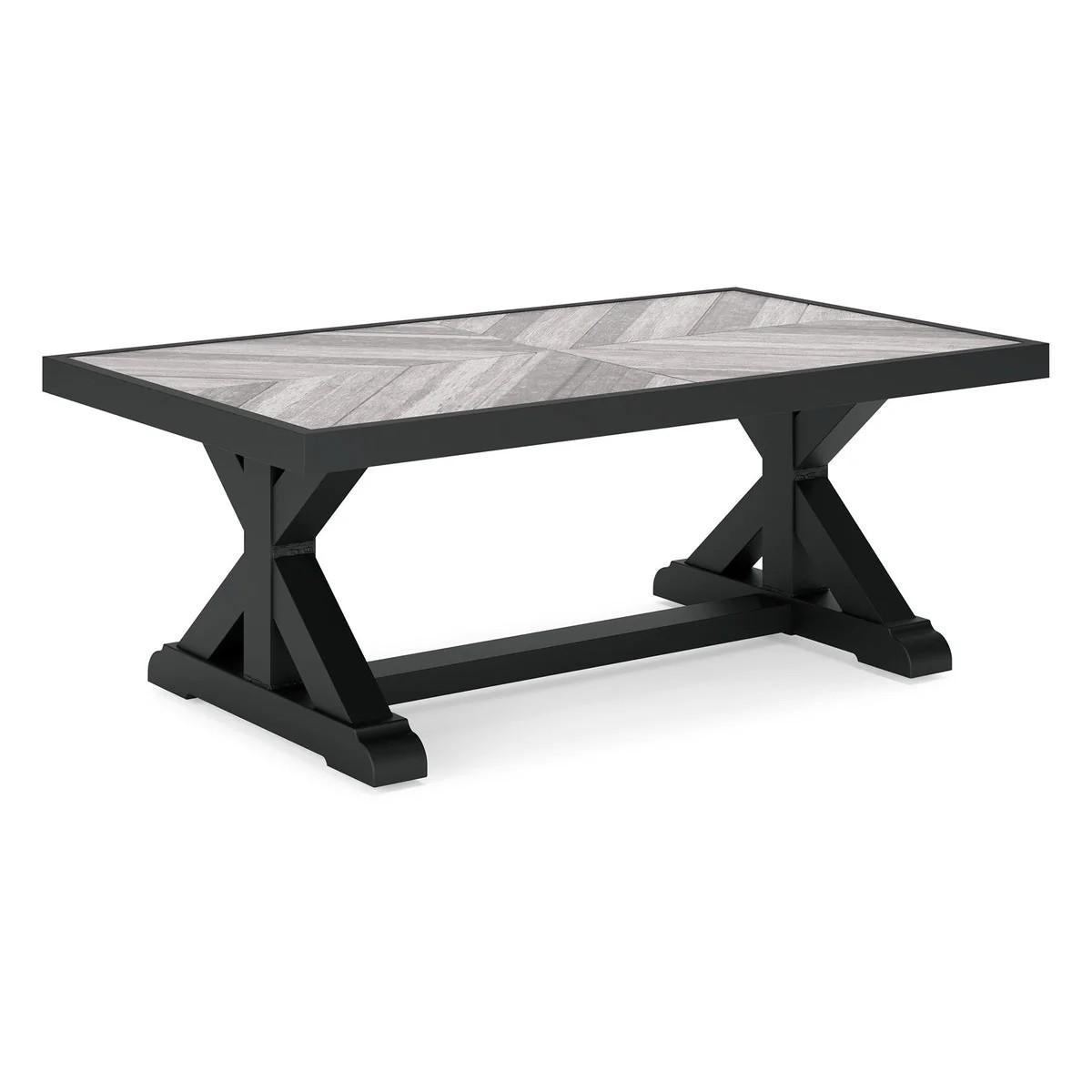 Tira 48 Inch Outdoor Coffee Table, Tile Top, Black, Light Gray Finish | Shop Simon