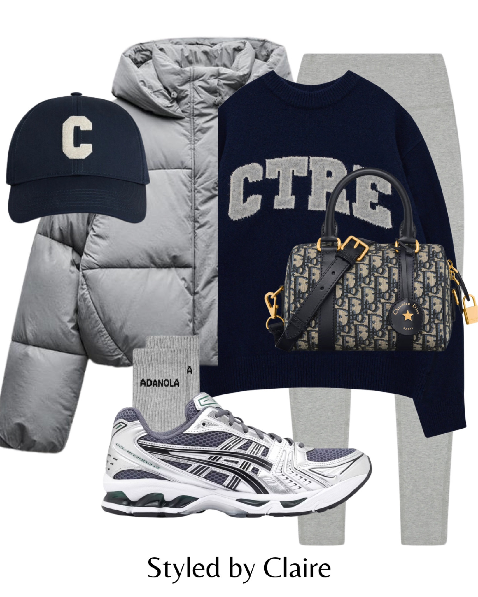 Grey & navy athleisure😮‍💨
Tags: puffer cropped couture club logo knit sweater jumper leggings asics gel kayano 14 Celine cap Dior bag fashion winter inspo outfit ideas casual chic city break airport outfit women’s style activewear fitness gym sport

#LTKfitness #LTKwinter #LTKshoes