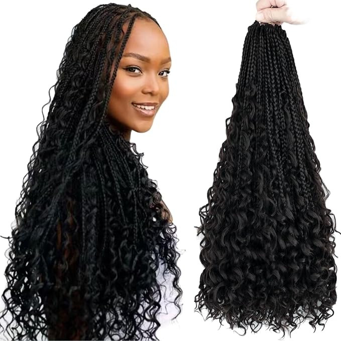LMZIM 18 Inch 8 Packs Boho Box Braids Crochet Hair Bohemian Crochet Box Braids with Curly Ends Hi... | Amazon (US)