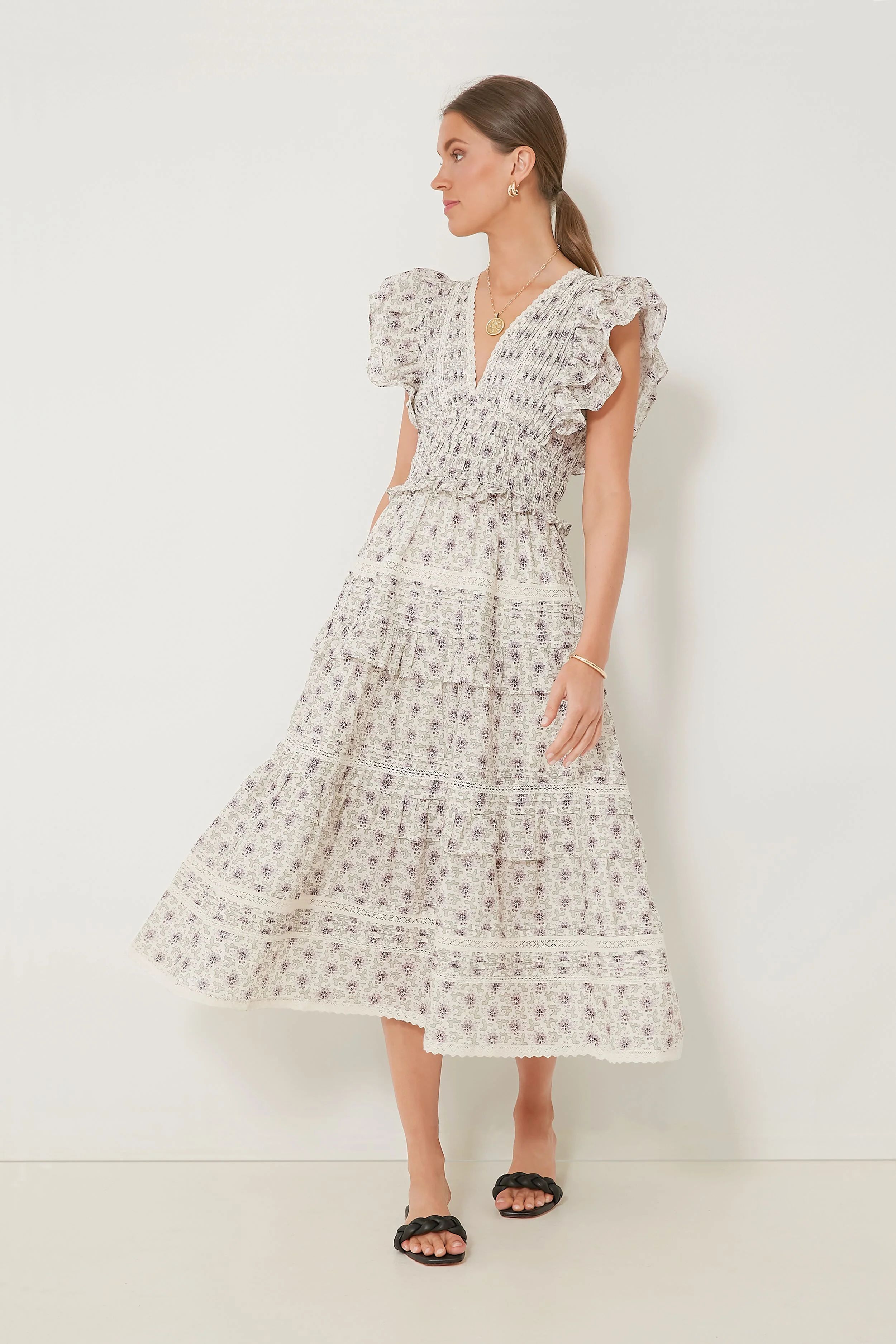 Lilac Yvonne Print Flutter Sleeve Dress | Tuckernuck (US)