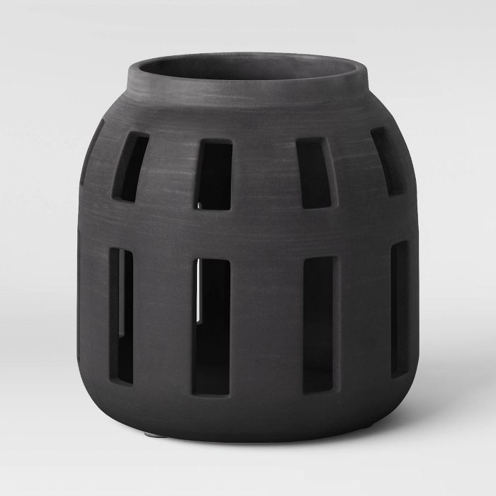 Ceramic Earthenware Cutout Design Outdoor Lantern Black - Opalhouse™ | Target
