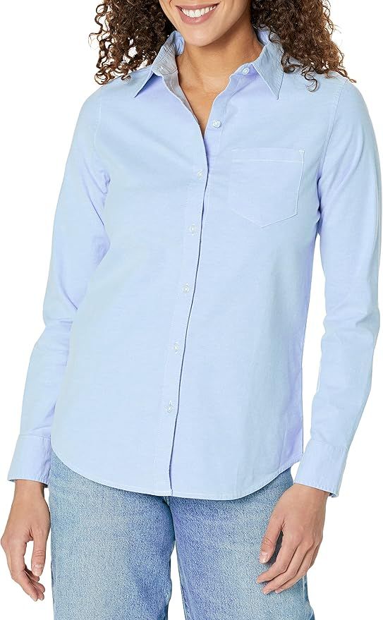 Amazon Essentials Women's Long Sleeve Button Down Stretch Oxford Shirt (Available in Plus Size) | Amazon (US)