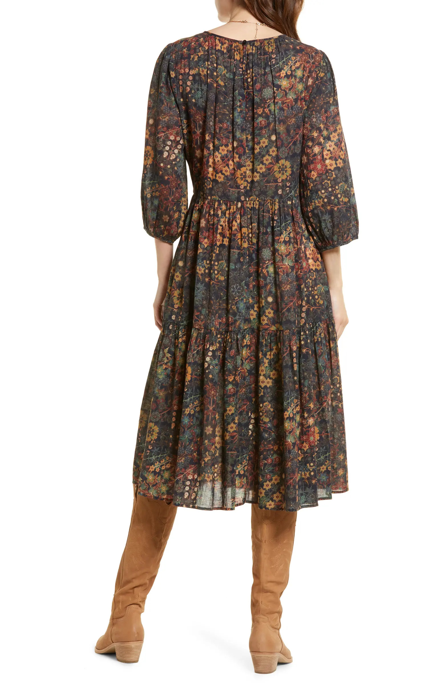 Floral Print Tiered Cotton Gauze Dress | Nordstrom