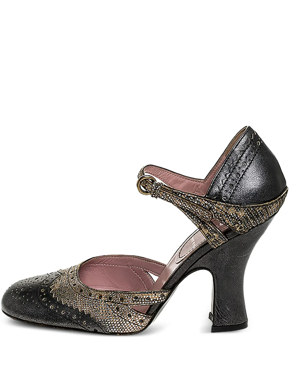 Miu Miu Pre-Owned brogue leather Mary Jane pumps - Grey | Farfetch Global