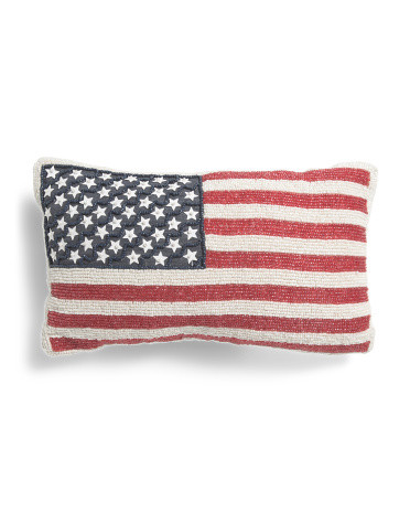 9x15 Beaded American Flag Pillow | TJ Maxx