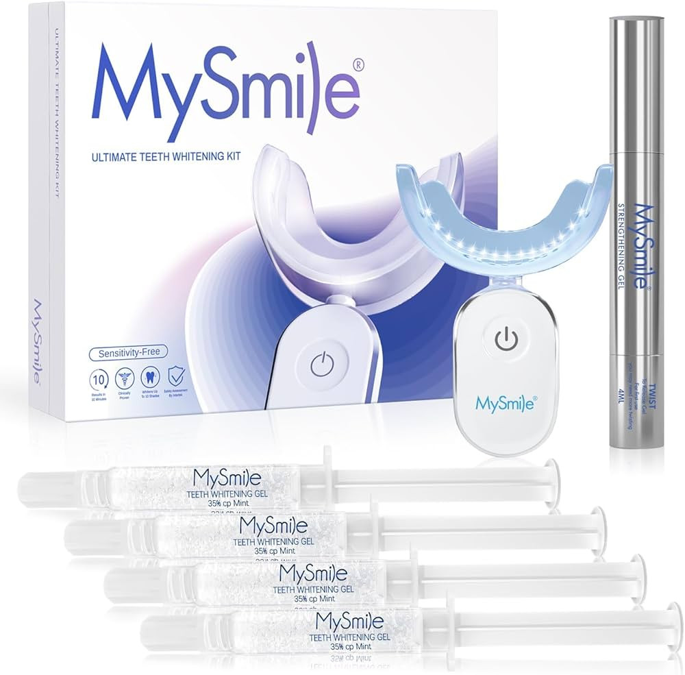 MySmile Deluxe 10 Min Teeth Whitening Kit with 28 LED Light, 35% Carbamide Peroxide Teeth Whiteni... | Amazon (US)