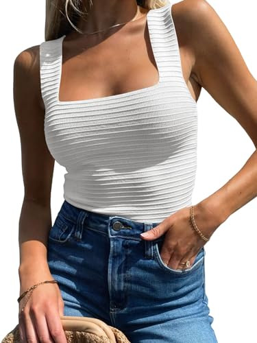 BZB Womens Ribbed Tank Tops 2026 Summer Sleeveless Square Neck Shirts Casual Slim Fitted Knit Shi... | Amazon (US)