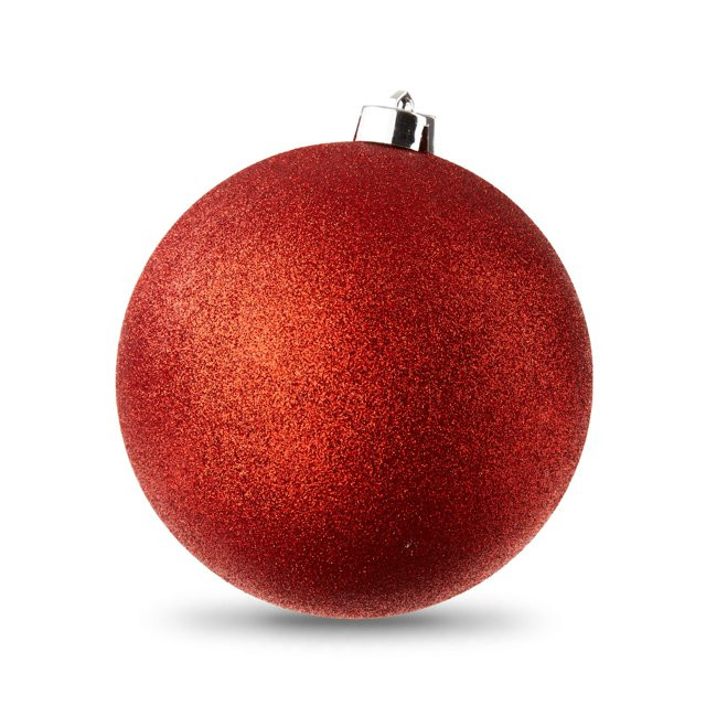 Red Glitter 150mm Jumbo Shatterproof Round Christmas Ornament, Holiday Time | Walmart (US)