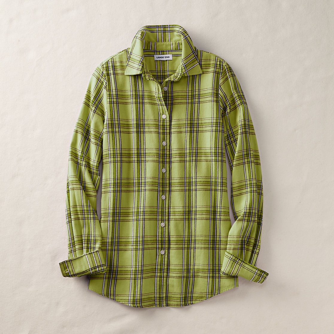 Flannel Boyfriend Long Sleeve Shirt | Lands' End (US)