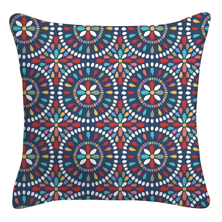 Mainstays 16" x 16" Medallion Decorative Outdoor Throw Pillow, Multi | Walmart (US)