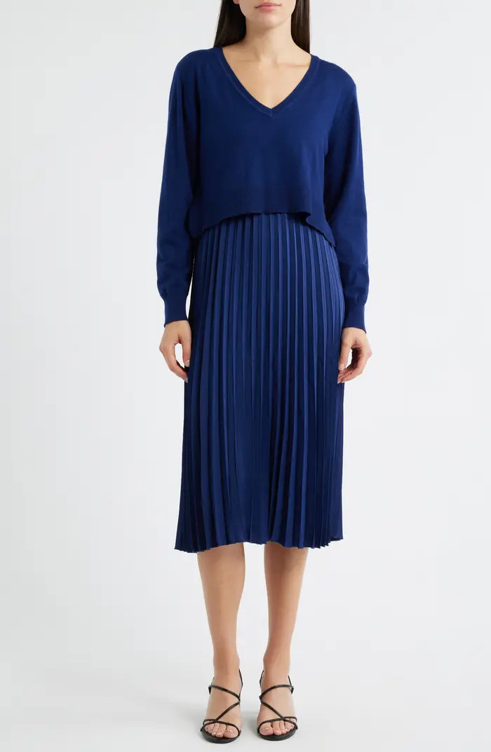 Pleated Slipdress and Sweater Set | Nordstrom