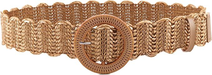 CHIC DIARY Straw Waist Belts for Women Elastic Woven Wide Belt for Dress Bohemian Stretch Boho Be... | Amazon (US)