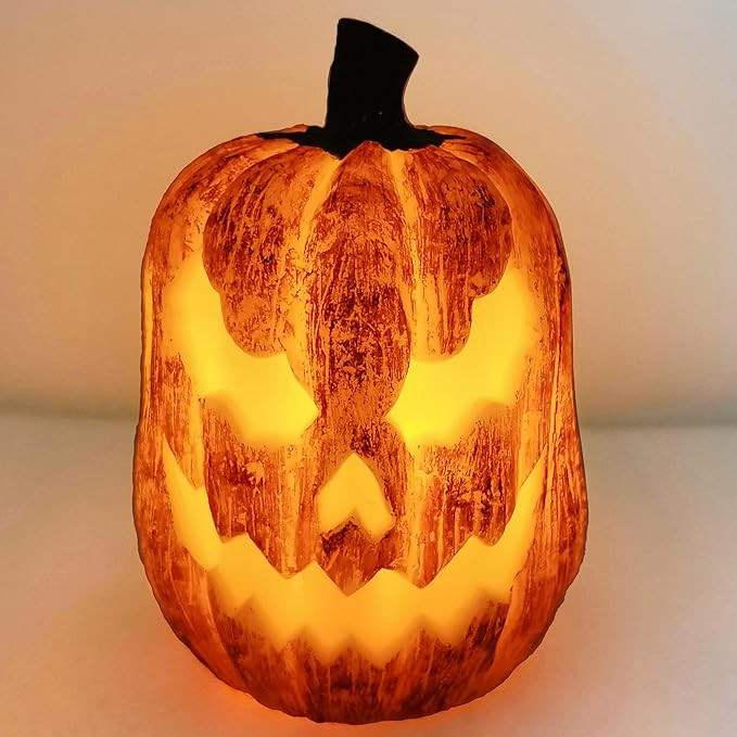 Flickering Halloween Big Pumpkin Flameless Candle Light Pumpkin Smiley LED Orange Candle Battery ... | Amazon (US)