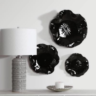 Uttermost Abella Black Ceramic Wall Decor, Set of 3, Black | Ashley Homestore