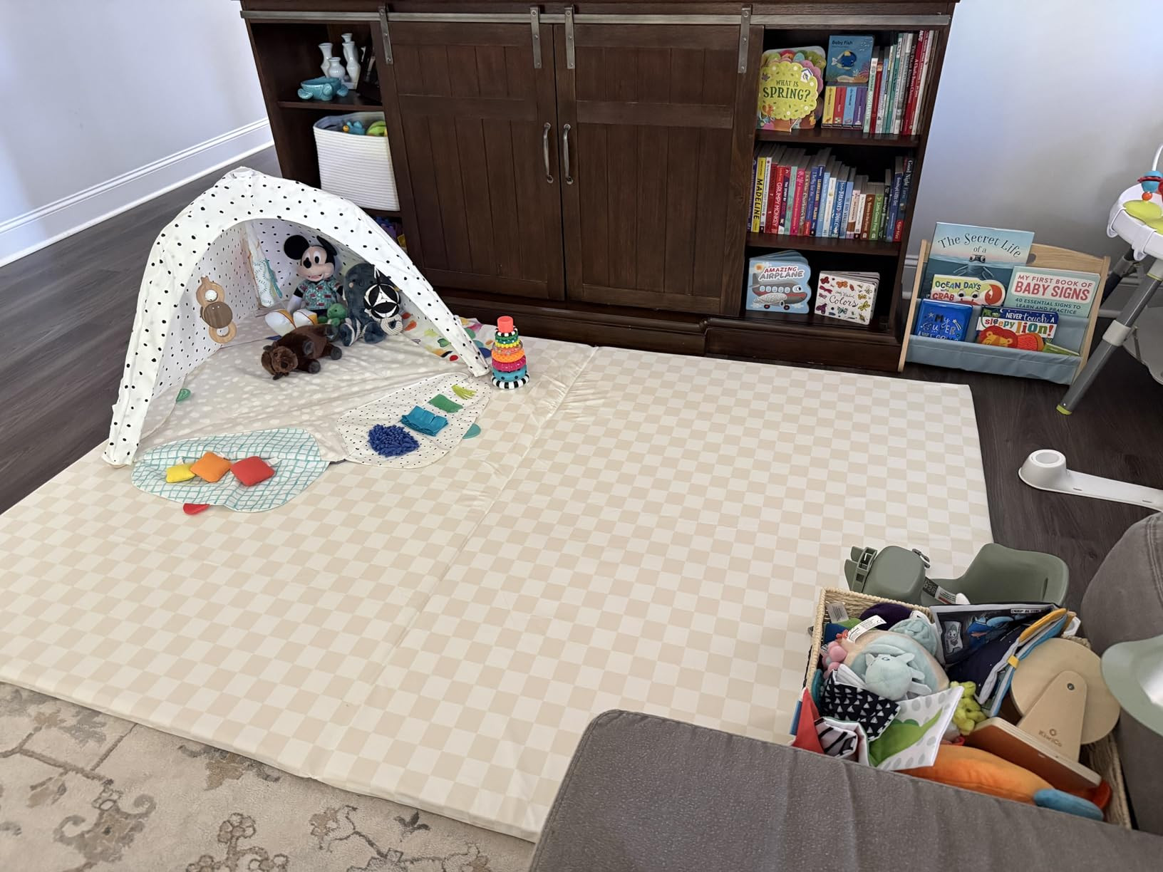 Large Vegan Leather Baby Play Mat for Floor,1.3"Thick Foam 59x82 Foldable Waterproof Kids Play Ma... | Amazon (US)