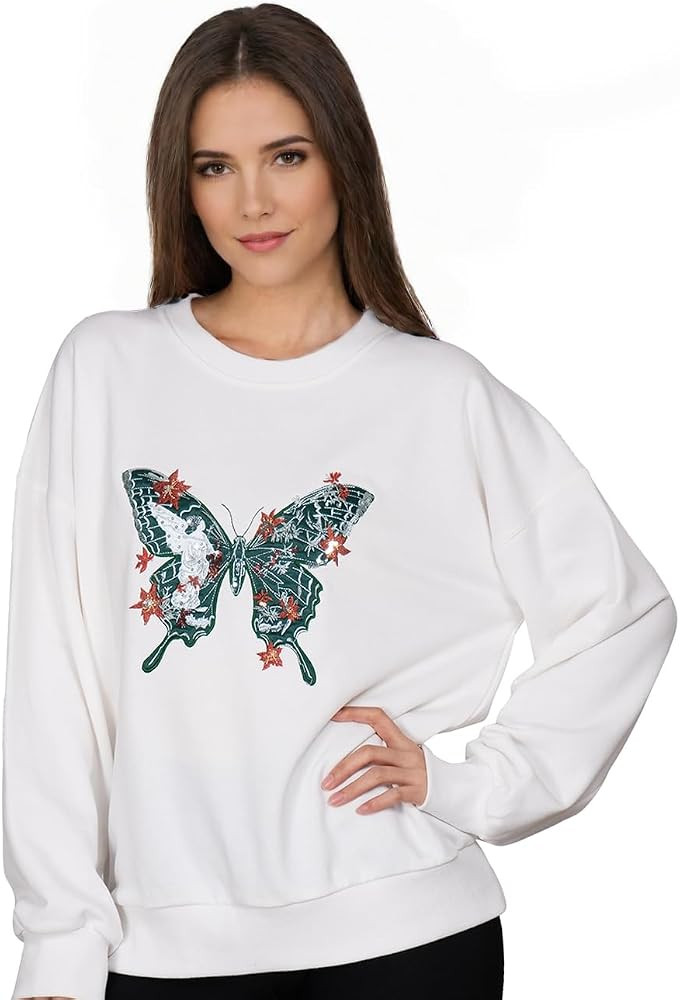 2025 Embroidered Graphic Sweatshirts for Women Teen Girls Hoodie Cotton Comfrt Casual Sweater | Amazon (US)
