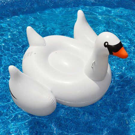 Swimline 75"" Water Sports Inflatable Giant Swan 1-Person Swimming Pool Ride-On Float Toy - White/Bl | Walmart (US)