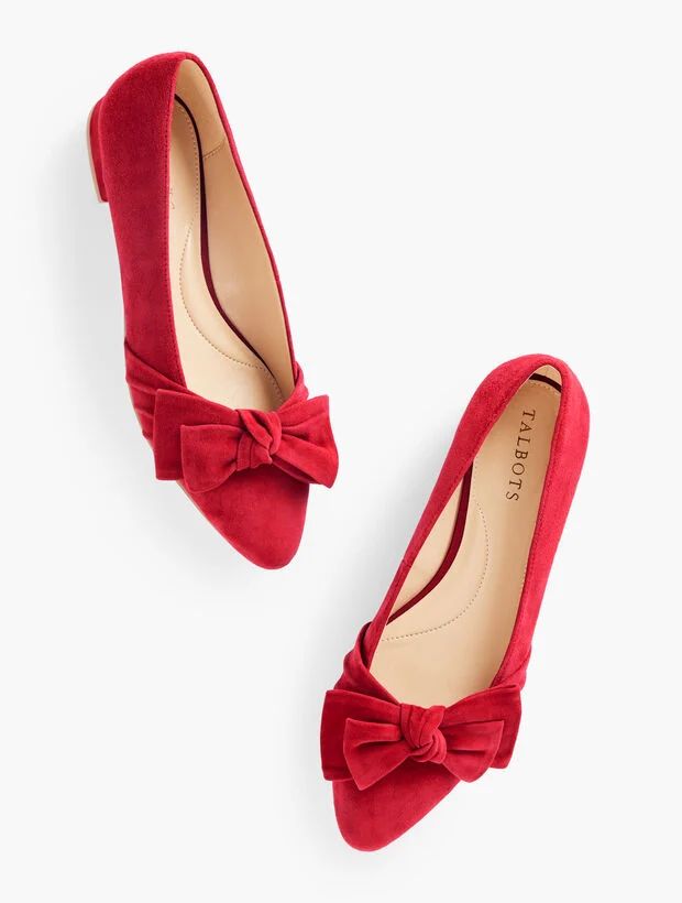 Edison Bow Flats - Suede | Talbots