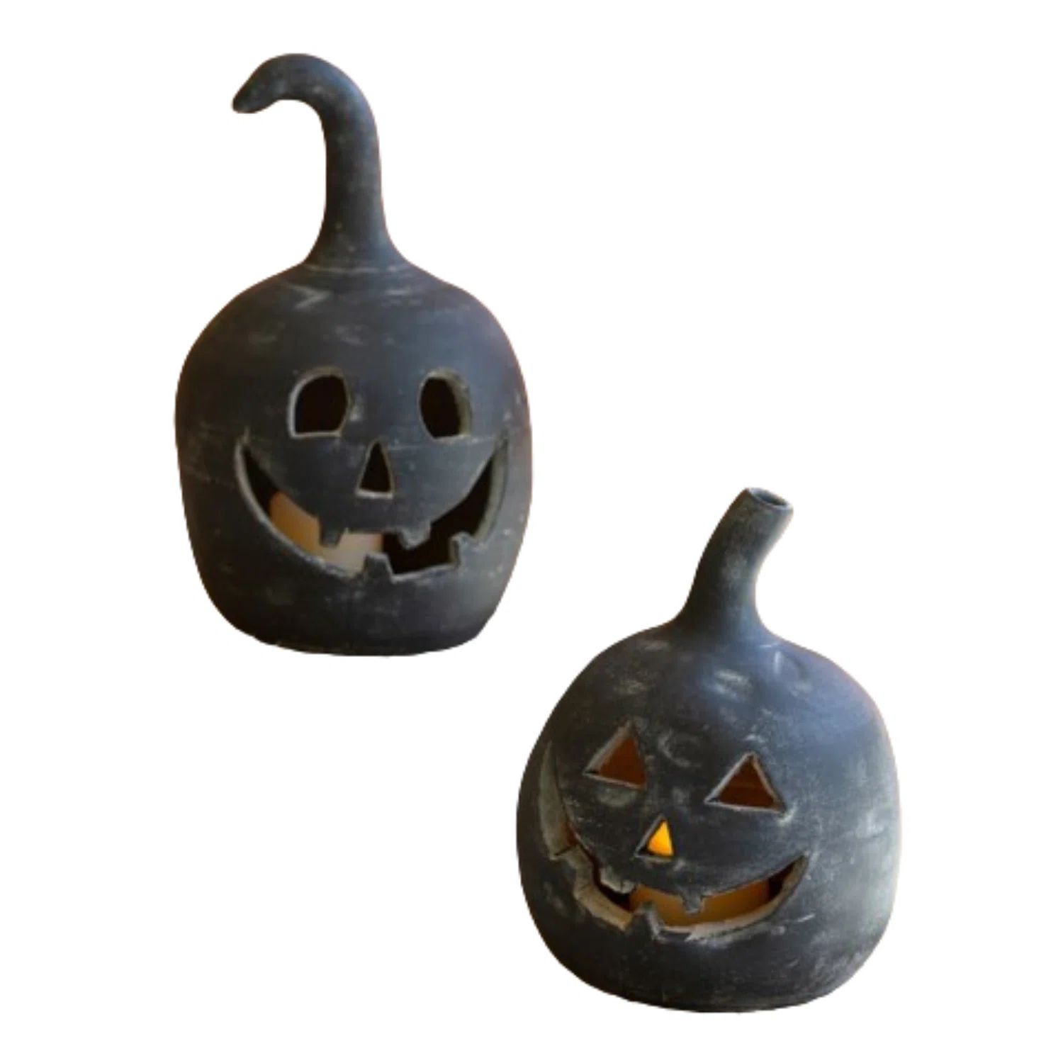 SET OF TWO BLACK CLAY JACK-O-LANTERNS | Wayfair North America