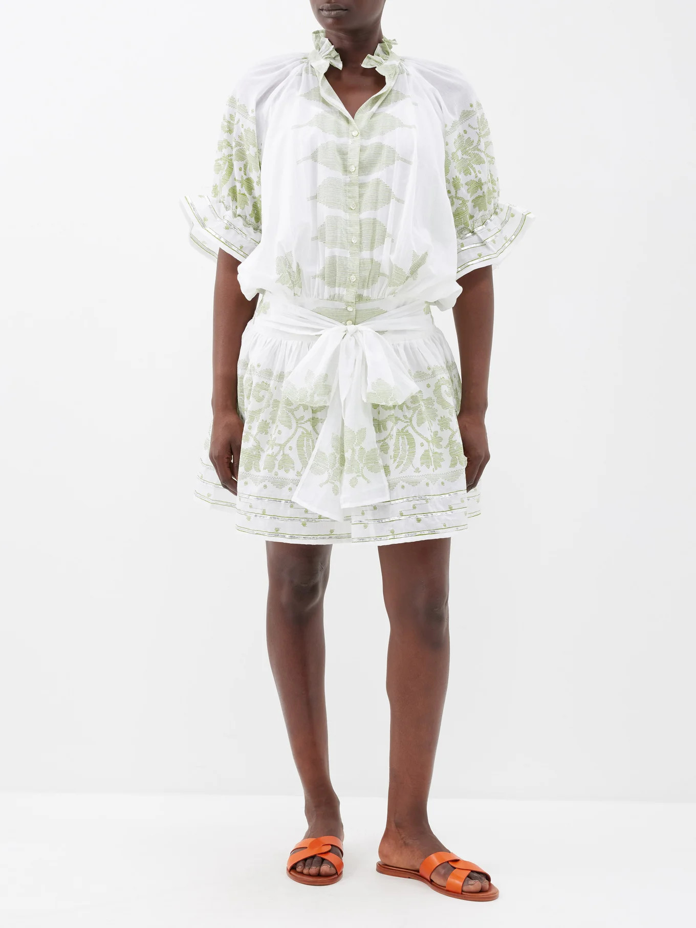 Blouson Dhaka-print cotton mini shirt dress | Matches (US)