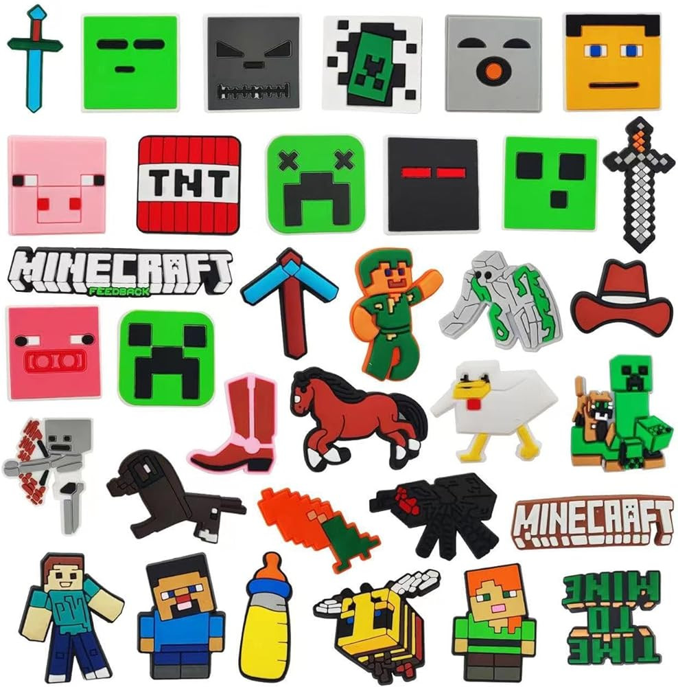 34PCS for Minecraft Charms boys and teenagers shoes decoration accessories Minecraft charm cute v... | Amazon (US)