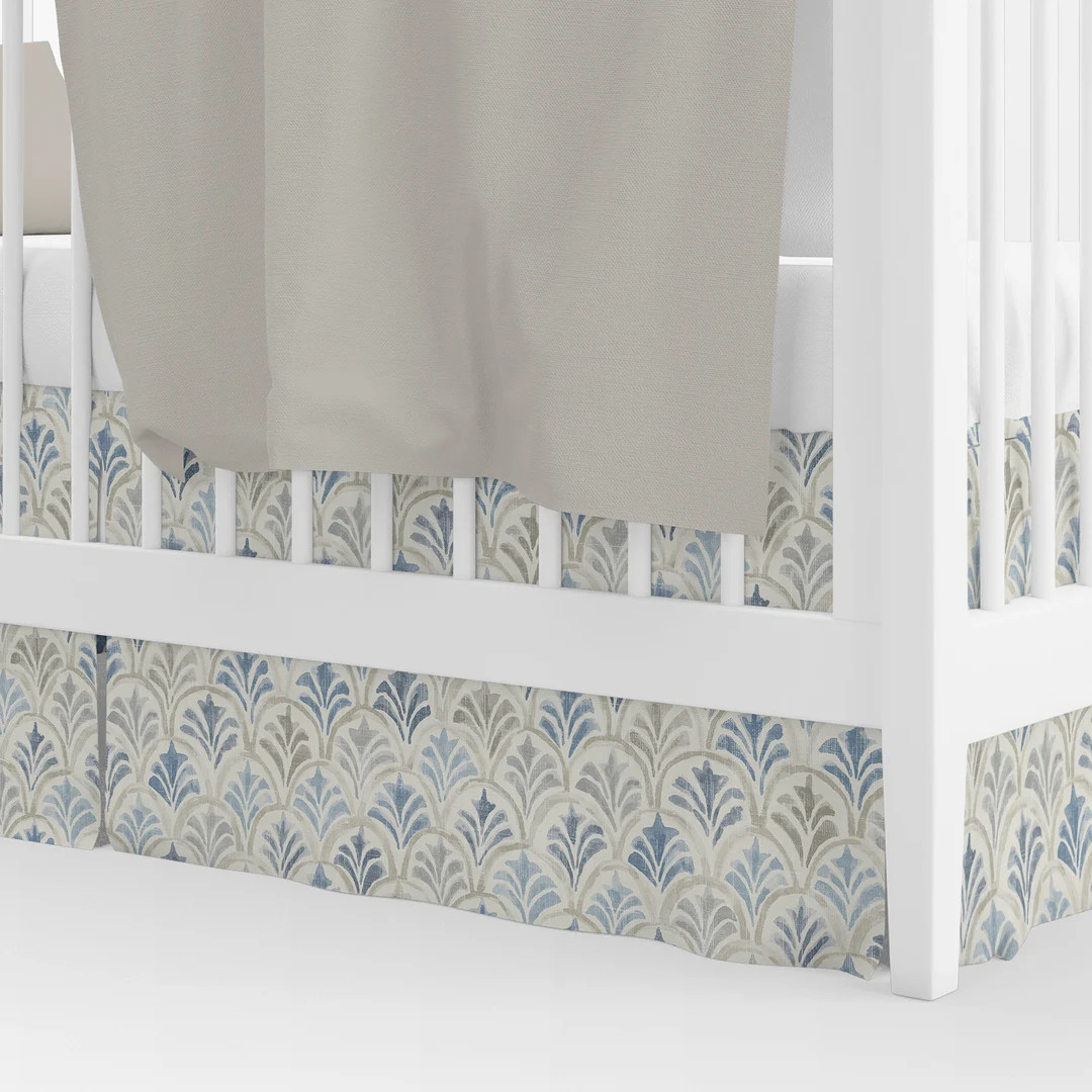 Tailored Crib Skirt in Countess Delft Blue Watercolor - Etsy | Etsy (US)