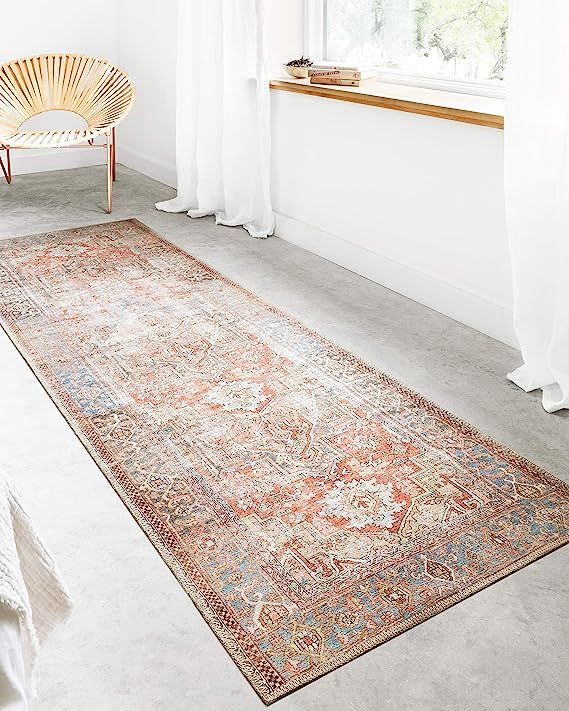 Loloi Loren Collection Vintage Printed Persian Area Rug 2'-6" x 7'-6" Runner Terracotta/Sky | Amazon (US)