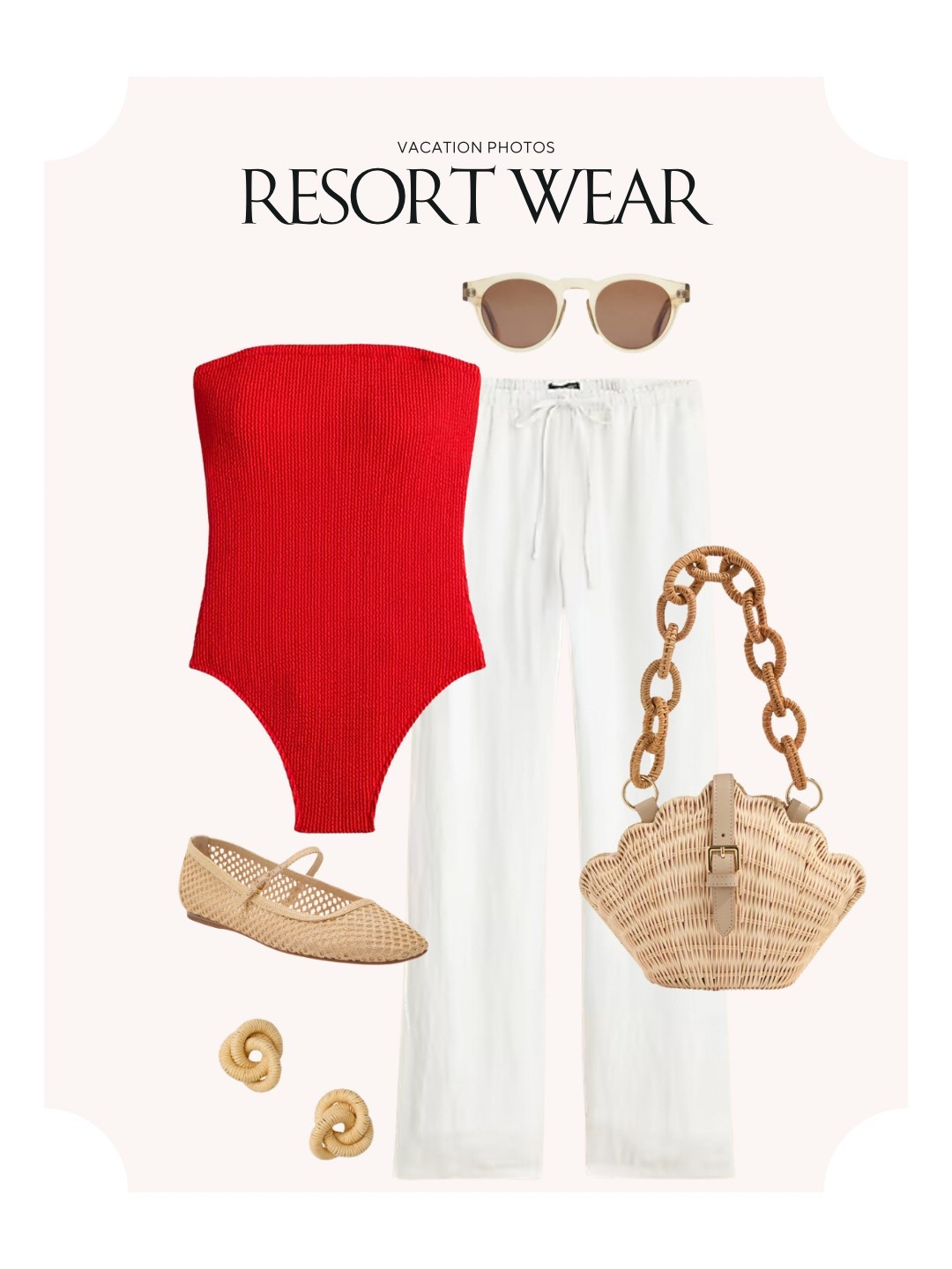 A red bathing suit paired with white linen pants. Red is a perfect pop of color for spring break!

#LTKSeasonal #LTKSwim #LTKSpringSale