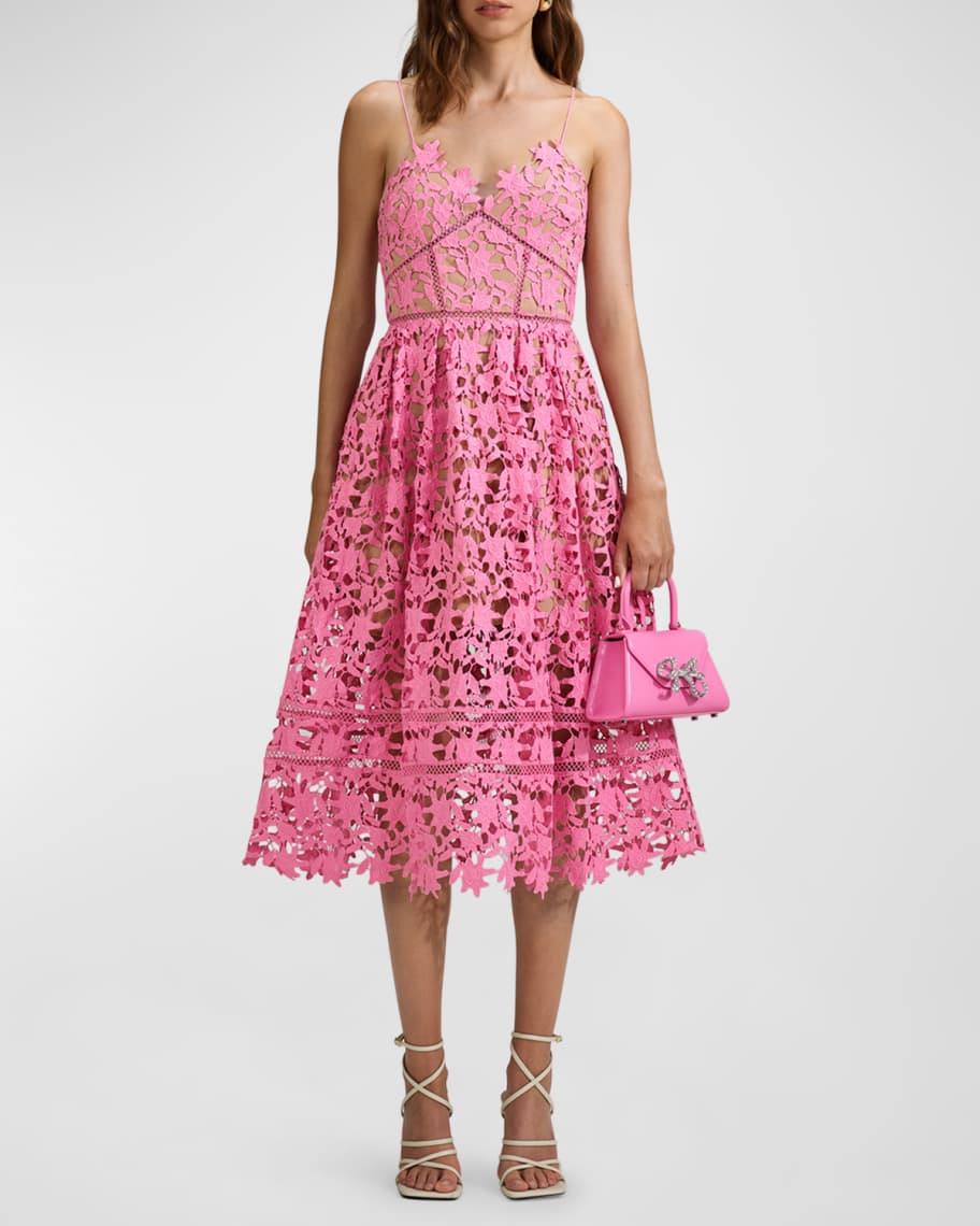 Self-Portrait Azaelea Illusion Lace Midi Dress | Neiman Marcus