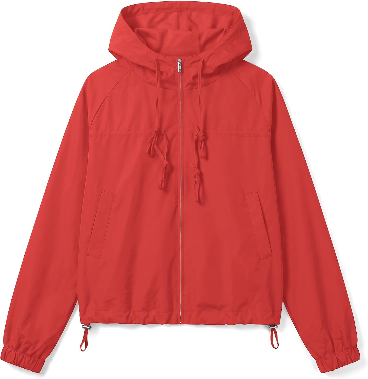 Women Jackets Zip Hoodie Gathered Casual Fall Coat with Pockets | Amazon (US)
