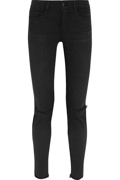 Le Skinny de Jeanne distressed mid-rise jeans | NET-A-PORTER (US)