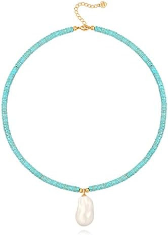 CANEVINKA Bohemian Beaded Choker Necklace 18K Gold Plated Bead Pendant Necklace Vintage Handmade ... | Amazon (US)