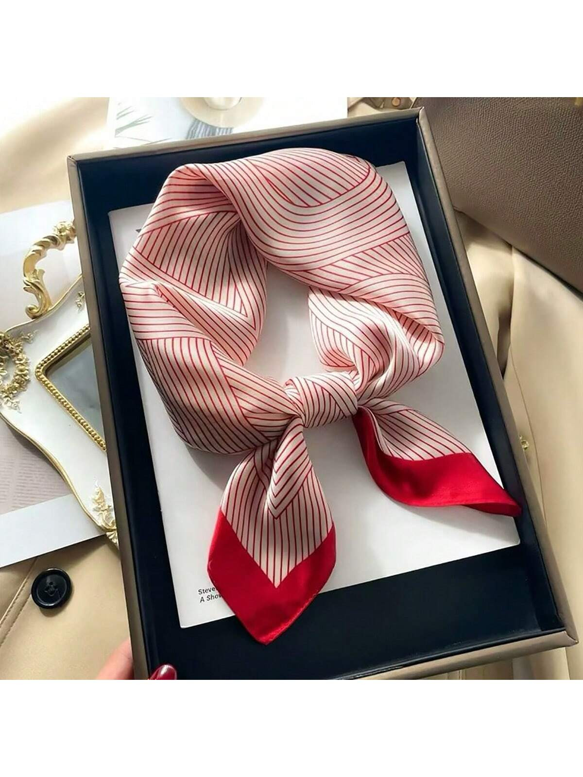 1pc dames bedrukte sjaal werk stropdas mode haarband 70 vierkante satijn zijden hoofddoek geschik... | SHEIN