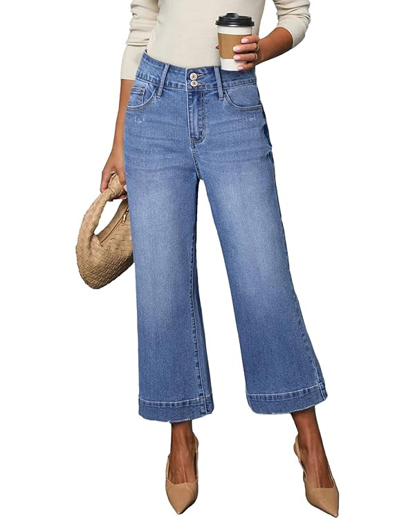 Dokotoo Womens Summer Jeans High Waisted Wide Leg Baggy Jeans for Women Stretch Denim Pants | Amazon (US)