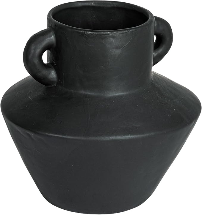 Bloomingville Round Stoneware Vase with Reactive Glaze Finish and Vertical Handles, Black | Amazon (US)