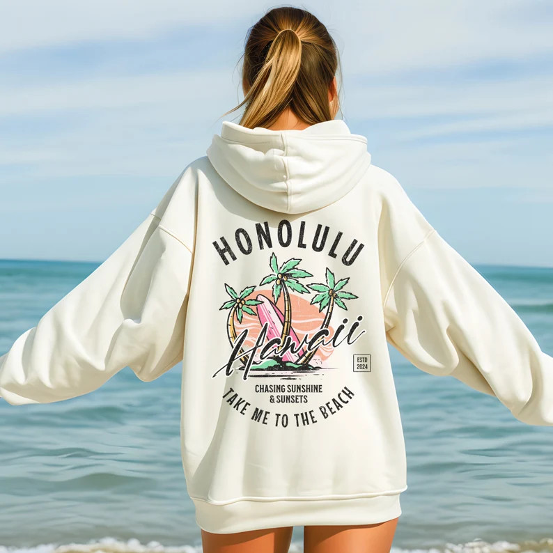 Honolulu Hoodie, Hawaii Sweatshirt, Trendy Beach Hoodie, Aesthetic Hoodie, Aloha State Beach Pull... | Etsy (US)