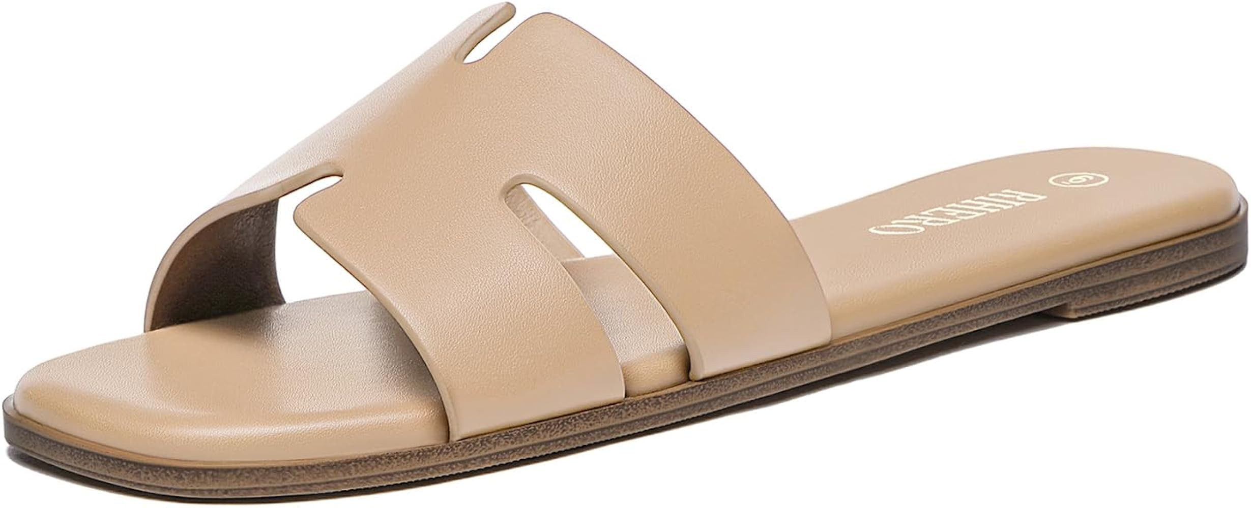 Rihero Women's Dressy Flat Sandals Comfortable Slip On Leather Slide Sandals | Amazon (US)