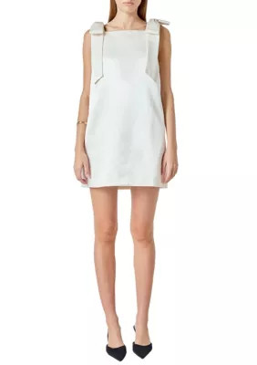 Endless Rose Women's Velvet Satin Bow Mini Dress, Ivory, Medium | Belk